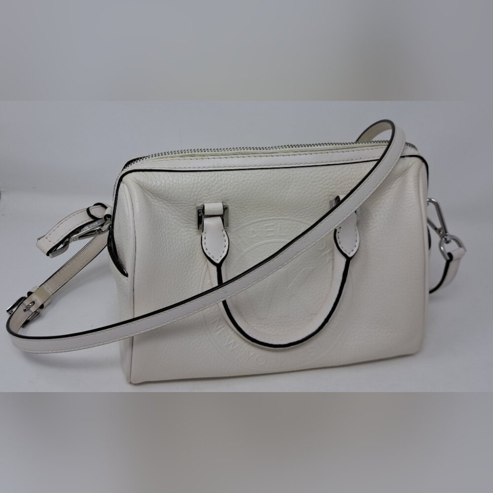Michael Kors Fulton Sport Handbag Tote Shoulder Bag White Leather Crossbody